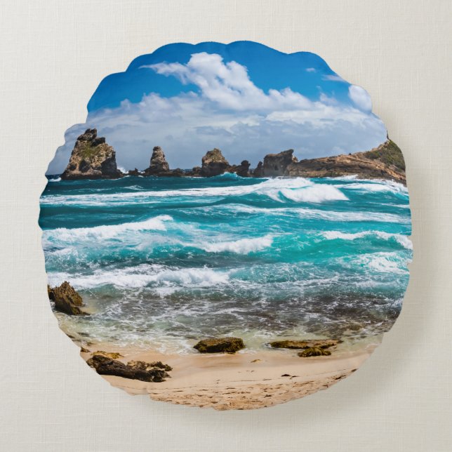 Pointe des Chateaux, Grande-Terre, Guadeloupe Roun Rond Kussen (Voorkant)