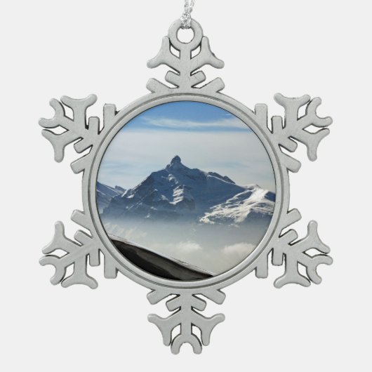 Pointe Percee Morzine Frankrijk Vakantiekaart Post Tin Sneeuwvlok Ornament (Voorkant)