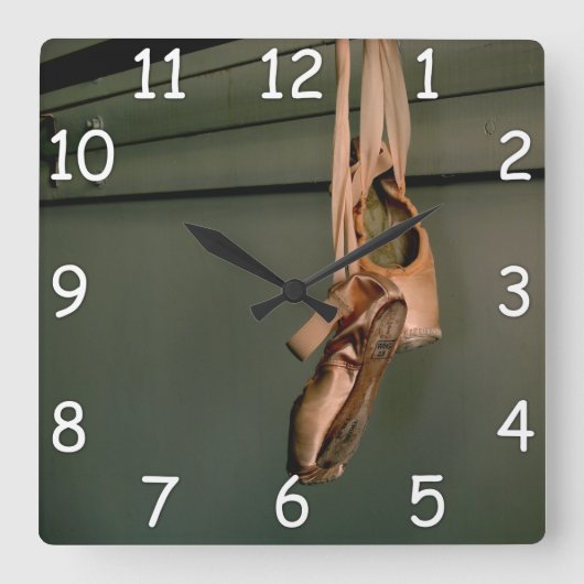 Pointe Shoe Wall Clock Vierkante Klok (Voorkant)