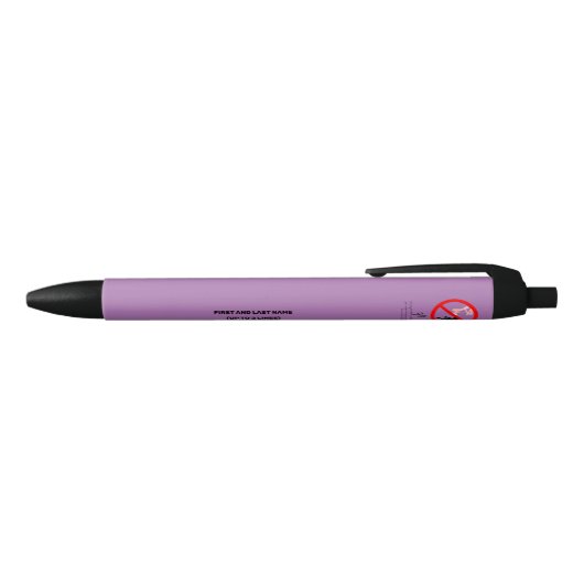 Pointe Shoe Warning Lavender Personalized Zwarte Inkt Pen (Bovenkant)