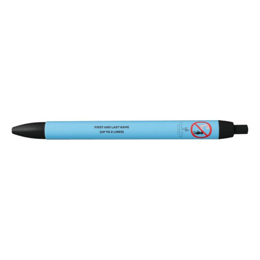 Pointe Shoe Warning Sky Blue Personalized Zwarte Inkt Pen (Voorkant)
