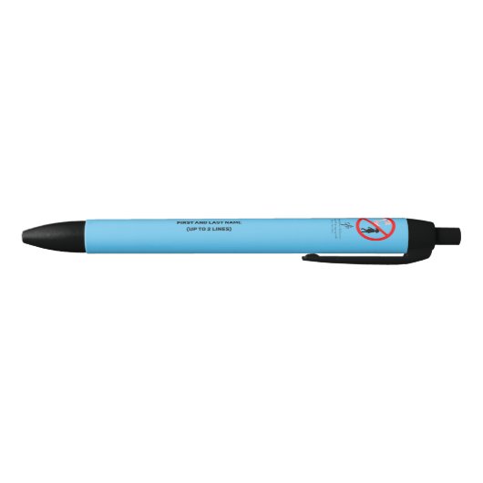 Pointe Shoe Warning Sky Blue Personalized Zwarte Inkt Pen (Bodem)