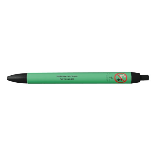 Pointe Shoe Warning Zee Green Personalized Zwarte Inkt Pen (Voorkant)