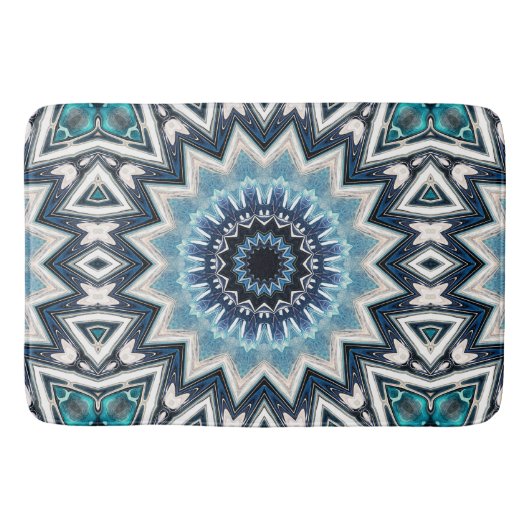 Pointed Blue Mandala Badmat (Voorkant)
