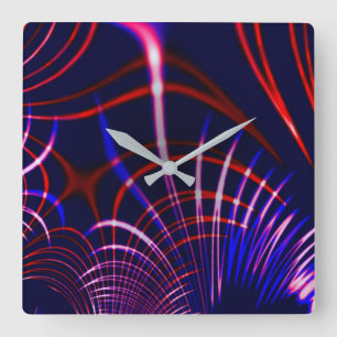 Pointed curves from blue to red and white. Lilac? Vierkante Klok