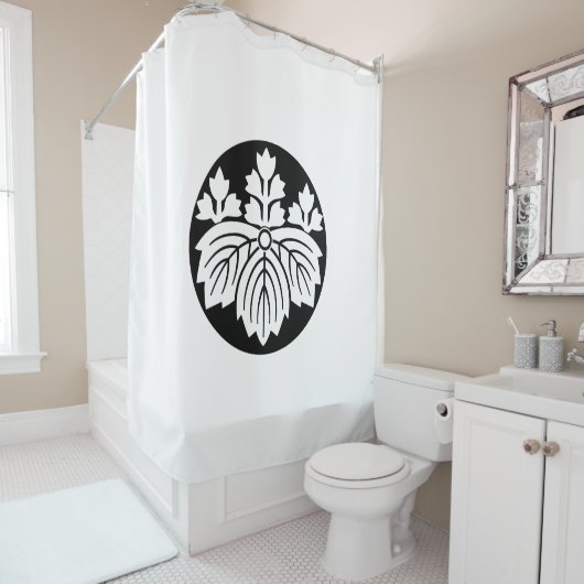 Pointed-leaf Paulownia met 53 bloemen in rijstkoek Douchegordijn (In situ)