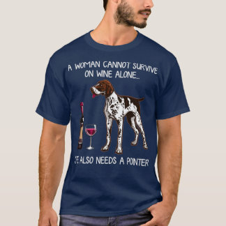 Pointer and wine Funny Dog T-shirt