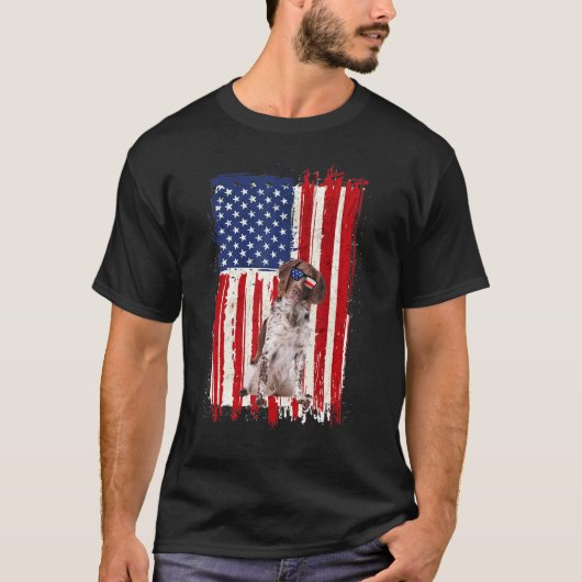 Pointer Dog American Flag Patriotic Independence 4 T-shirt (Voorkant)