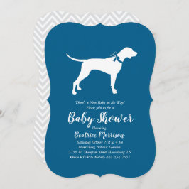 Pointer Dog Baby shower Boy Blue Kaart