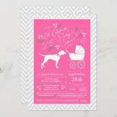 Pointer Dog Baby shower Girl Pink Kaart (Voorkant / Achterkant)
