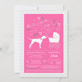 Pointer Dog Baby shower Girl Pink Kaart