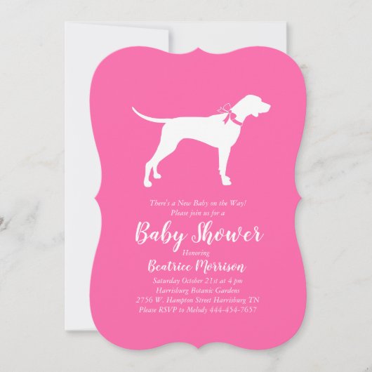 Pointer Dog Baby shower Girl Pink Kaart (Voorkant)