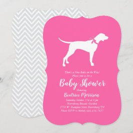 Pointer Dog Baby shower Girl Pink Kaart