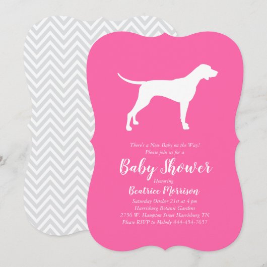 Pointer Dog Baby shower Girl Pink Kaart (Voorkant / Achterkant)