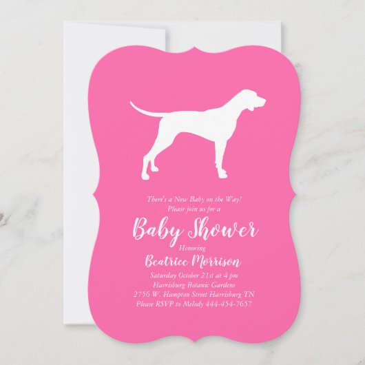 Pointer Dog Baby shower Girl Pink Kaart (Voorkant)