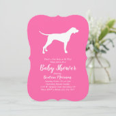 Pointer Dog Baby shower Girl Pink Kaart (Staand voorkant)