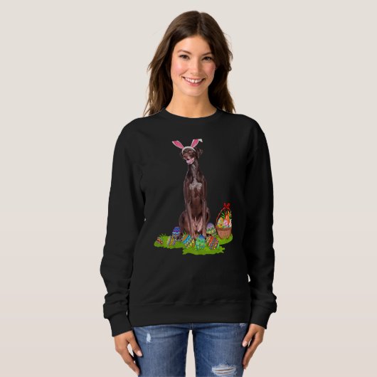 Pointer Dog Easter Egg Bunny Pointer Dog E Trui (Voorkant volledig)