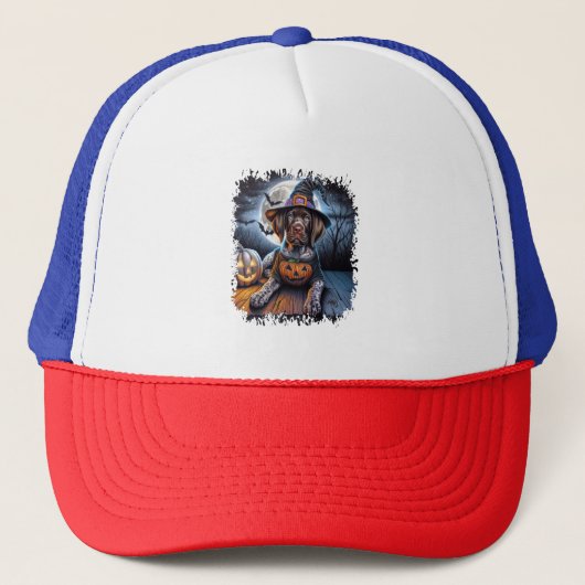Pointer Dog Halloween Square Trucker Pet (Voorkant)