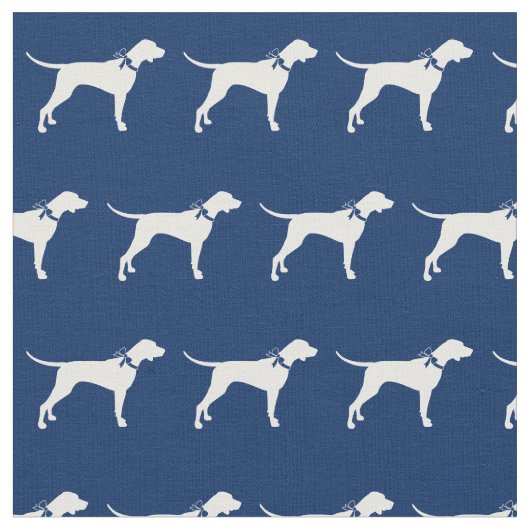 Pointer Dog Silhouette Pet Navy Blauw Stof (Close Up)