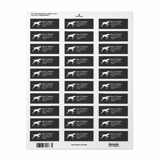 Pointer Dog Silhouette Return Address Labels (Full Sheet)