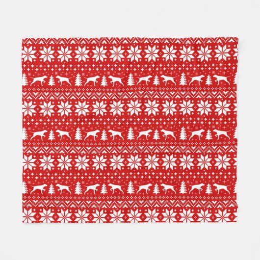Pointer Dog Silhouettes-kerstvakantiepatroon Fleece Deken (Voorkant (Horizontaal))