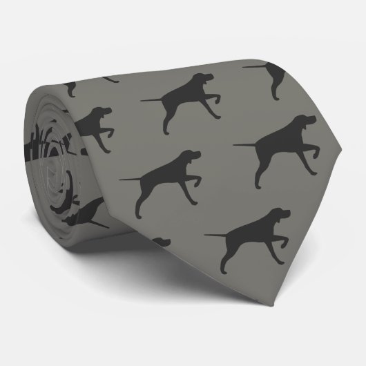Pointer Dog Silhouettes Pattern Grey Stropdas (Opgerold)