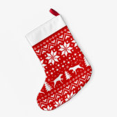 Pointer Dog Silhouettes Pattern Red en White Cute Kleine Kerstsok (Achterkant (Hangend))