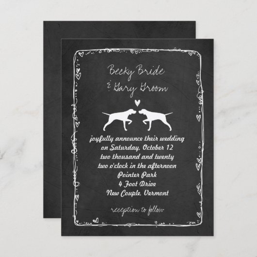 Pointer Dog Silhouettes Wedding Kaart (Voorkant / Achterkant)