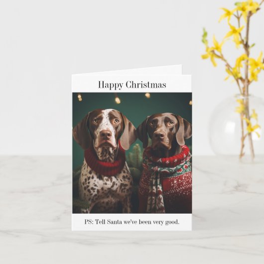 Pointer Dogs Kerst Kaart (Gele Bloem)