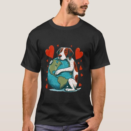 Pointer Hond Aarde Dag Knuffel Liefde Baas Knuffel T-shirt (Voorkant)