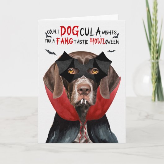 Pointer Hond Grappig Count DOGcula Halloween Feestdagen Kaart (Voorkant)