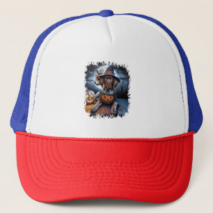 Pointer Hond Halloween Vierkant Trucker Pet