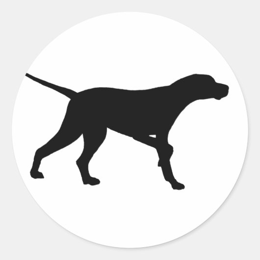 Pointer Hond (in zwart) Ronde Sticker (Voorkant)