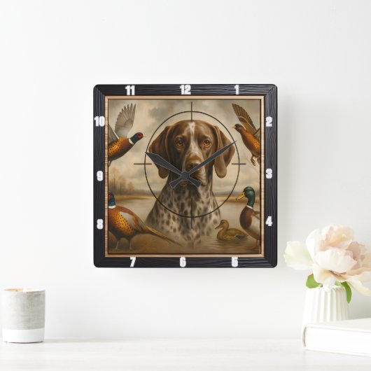 Pointer Hond Jacht Eenden Fazanten Vierkante Klok (Huis)