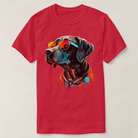 Pointer hond met zonnebril 5 t-shirt (Design voorkant)
