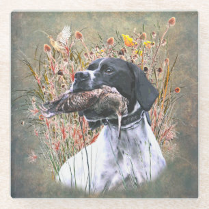 Pointer, Hunting Woodcock Beverage Coaster Glazen Onderzetter