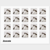 Pointer kijkt naar kat vierkante sticker (Vel)