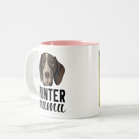 Pointer Mama mama is gepersonaliseerd met je foto Tweekleurige Koffiemok (Voorkant links)