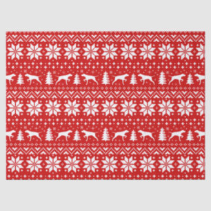 Pointer Silhouetten Kerstpatroon Rood Tissuepapier