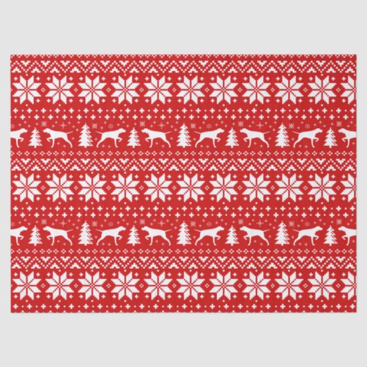 Pointer Silhouetten Kerstpatroon Rood Tissuepapier (Voorkant)