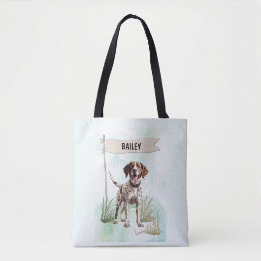 Pointer Watercolor Personalized Dog Tote Bag (Voorkant)