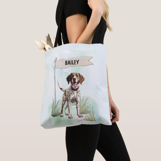 Pointer Watercolor Personalized Dog Tote Bag (Dichtbij)