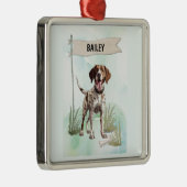Pointer Waterverf Gepersonaliseerde Hond Metalen Ornament (Rechts)