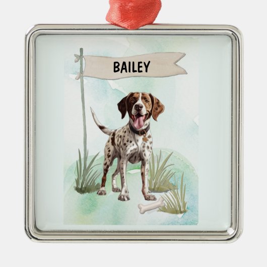 Pointer Waterverf Gepersonaliseerde Hond Metalen Ornament (Voorkant)