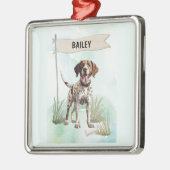Pointer Waterverf Gepersonaliseerde Hond Metalen Ornament (Links)