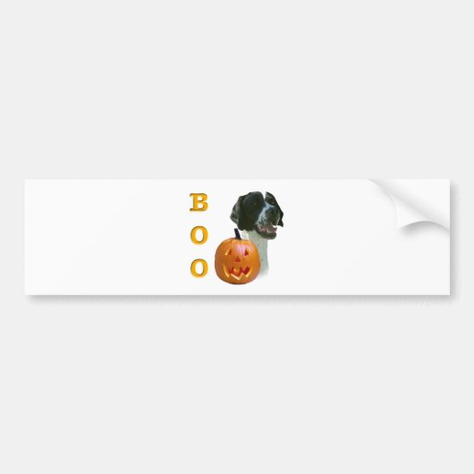 Pointer (zwart gecoat) Boo Bumpersticker (Voorkant)