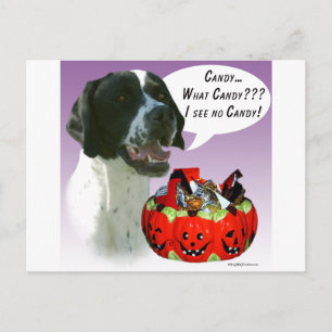 Pointer (zwart) Halloween Snoep Briefkaart