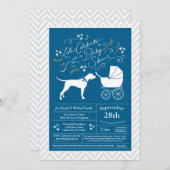 Pointerhond Baby Shower Jongen Blauw Kaart (Voorkant / Achterkant)