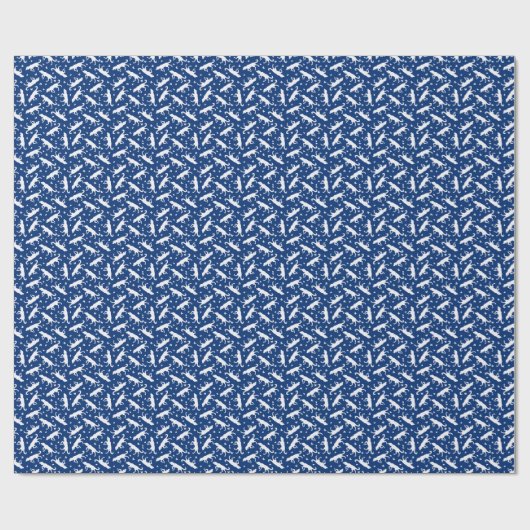 Pointers and Butterflies (Blue) Wrapping Paper Cadeaupapier (Vlak)