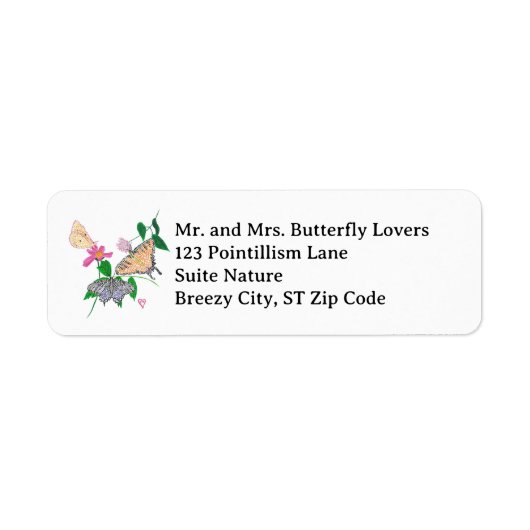 Pointillism Butterflies Address Labels (Voorkant)